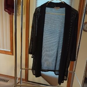 Soleillee Women’s Black Open Knit Open Front Cardigan 3X